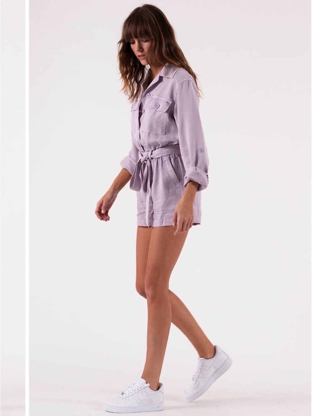 Pam & Gela Lavender Utility Button-Front Romper